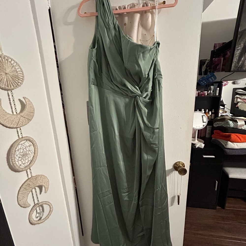 Azazie One-Shoulder matcha Dress